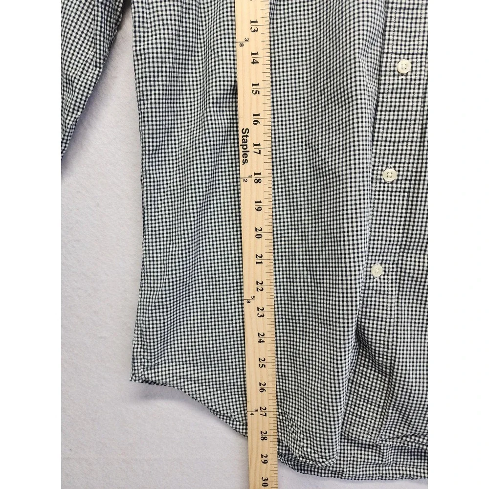 Polo Ralph Lauren Mens Gingham Button Down Shirt Black White Cotton‎ Long Sleeve